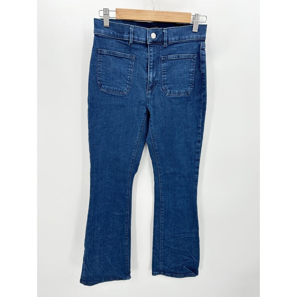 Ann Taylor Factory Womens Dark Wash Denim Bootcut Jeans Mid Rise Size 0 592360